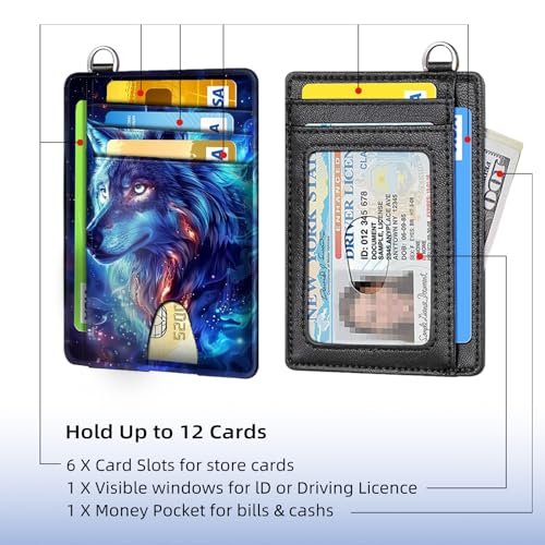 Slim Wallet Credit Card Protector Rfid Blocking Sleeves, Blue Wolf Ultimate Protection for Credit Cards, Passport, and Money,Sleek and Stylish Design for Men and Women3