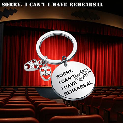 PLITI Theater Gift Drama Actor Actress Gift Gift Comedy Tragedy Masks Charm Sorry I Can't I Have Rehearsal Keychain3