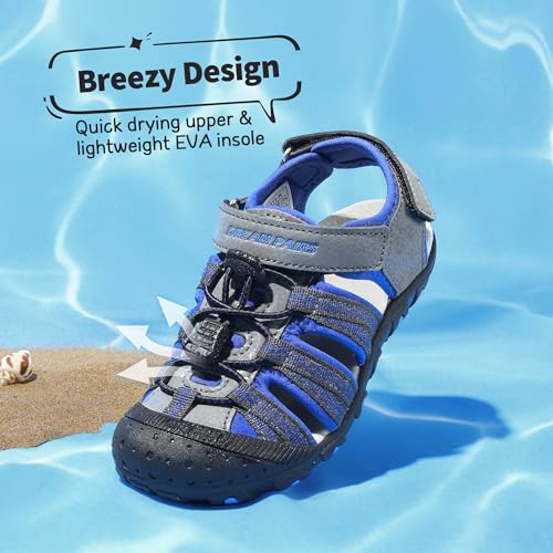 DREAM PAIRS Boys Girls Summer Outdoor Athletic Sport Sandals Hiking Beach Casual Closed Toe Adjustable Multicolor for Toddler/Little/Big Kids3