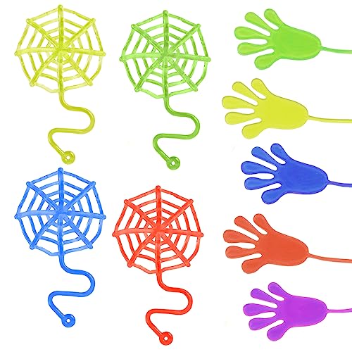 Ainiv 30Pcs Novelty Sticky Stretchy Toys Set, 15PCS Sticky Spider Web + 15PCS Sticky Hands