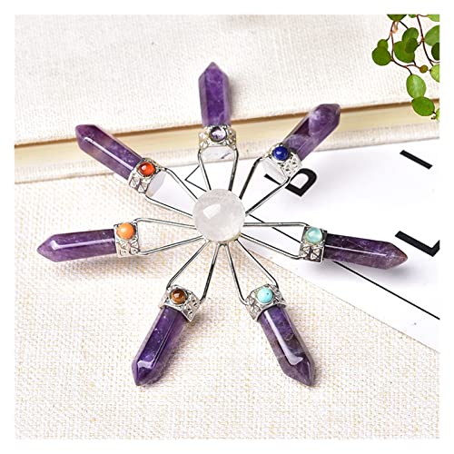 Pirámide amatista de siete chakras con punto de cristal curativo 5