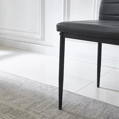 Miniatura 3 de Silla auxiliar moderna para cocina, de piel sintética con patas de metal, asiento acolchado con respaldo alto, color gris (gris, silla individual)