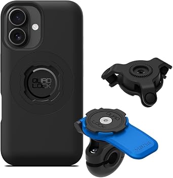 Quad Lock Mirror Motorcycle Phone Mount with Vibration Dampener and MAG Phone Case for iPhone 16