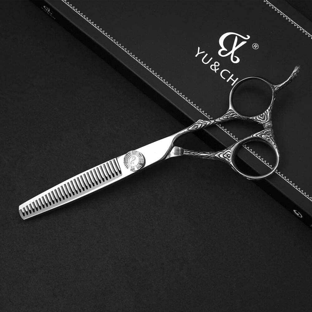 ヘアカットはさみかみそりエッジスタイリングシアーヘアカットはさみスタイリッシュな美容師のためのプロの理髪師理髪はさみ、シルバー、6.