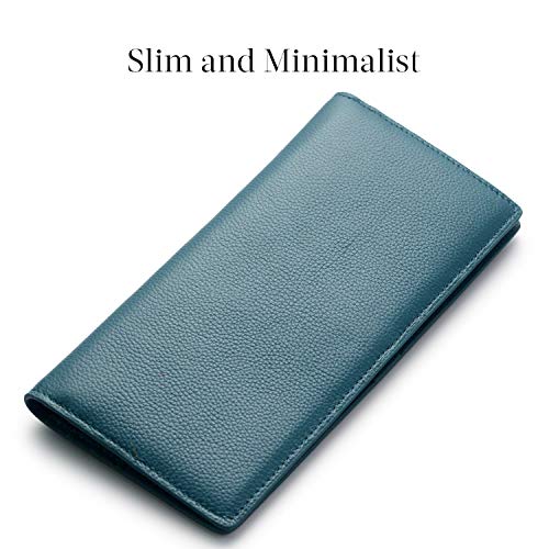 Bveyzi Ultra Slim Thin Leather Rfid Blocking Credit Card Holder Bifold Clutch Wallets For Women (Lake Blue) #TOP1