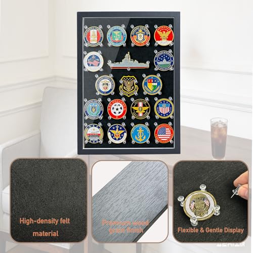 Caja para exhibir monedas militar madera acrílico 12.2x8.9in miniatura 7