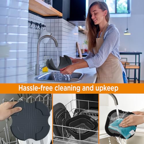 Image of Sicheer Silicone liner(2pcs) and silicone heat-resistant mat compatible with Ninja Crispi Air Fryer, Accessories for Ninja Crispi Air Fryer