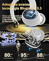 Bluetooth Kopfhörer Sport, in Ear Kopfhörer Kabellos Bluetooth 5.4 mit HD Mic, Herausragender Sound, 40 Std Spielzeit, Comfort Fit, Dual LED-Anzeige, IP7 Wasserdicht Ohrhörer mit Ohrhaken, Weiß – Ansicht 3