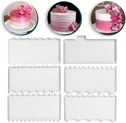 Kit de Espátulas Acrílicas levolpe para Decoração de Bolos, 6 Unidades, 12 Modelos, 8 cm x 15 cm, Material Acrílico