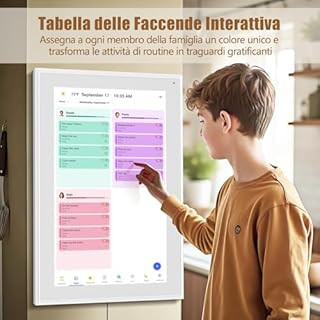 Calendario Digitale intelligente, schermo HD da 21,5 pollici, Planner da Parete e da Tavolo con Touchscreen, Sincronizzazione Smart, Foto, Video Frame e Gestione Attività, programma pasti
