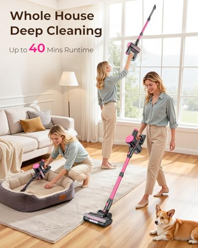 Image of UML0 N8 Cordless Vacuum Cleaner, Lightweight Stick Vacuum with Powerful Suction, 2200mAh Battery, 40 Mins Runtime, Self-Standing, Rechargeable Vacuum Cleaners for Home Hardwood Floor Carpet Pet Hair
