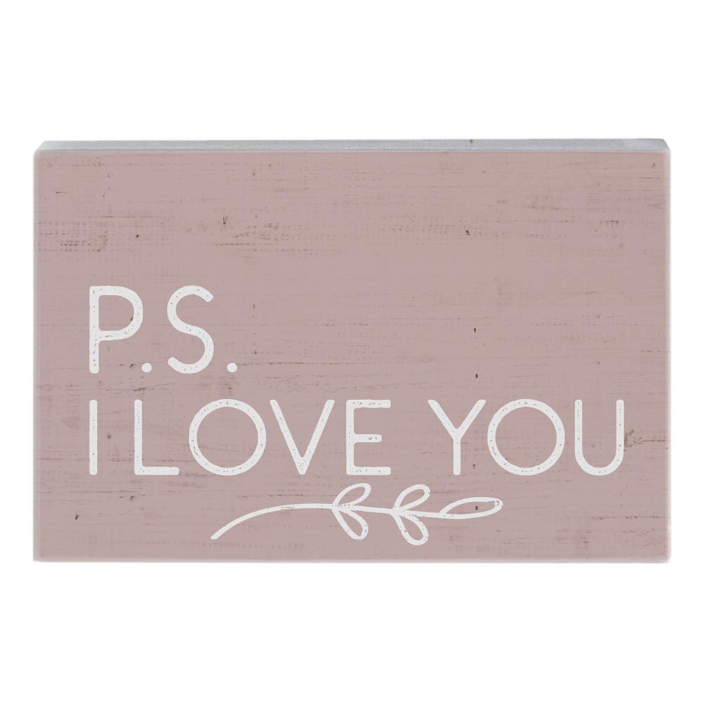 Simply Said, INC Small Talk Rectangles 3.5"x5.25" Wood Sign - P.S. I Love You