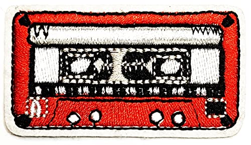 Cassette Tape Patches Cassette Tape Embroidered Applique Iron on Patch Decorative Repair Craft Badge Costume Cassette Tape Tattoo Iron on Patch Cassette Tape sew on T-Shirt