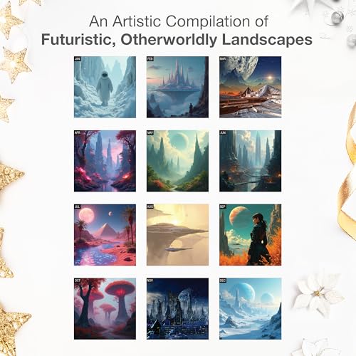 Image of RED EMBER Alien Worlds 2026 Wall Calendar 12 Month | 12 inch x 24 inch Open | Thick & Sturdy Paper | Holiday Gift | Sci Fi Art Calendar 2026