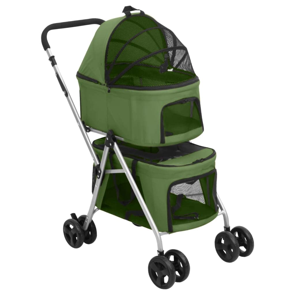 2-Layers Folding Dog Stroller Green 83x48x97 cm Oxford Fabric Pram vidaXL