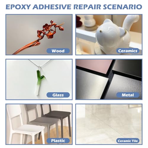 Image of 30 Minute Epoxy Glue 7.6 fl oz, Fast Cure Clear 2 Part Epoxy Adhesive | Tough Durable Clear Epoxi Adhesives Fast Repair, 2 Part Epoxy Glue Quick Cure Clear for Metal, Wood, Plastic, Glass, Cerami