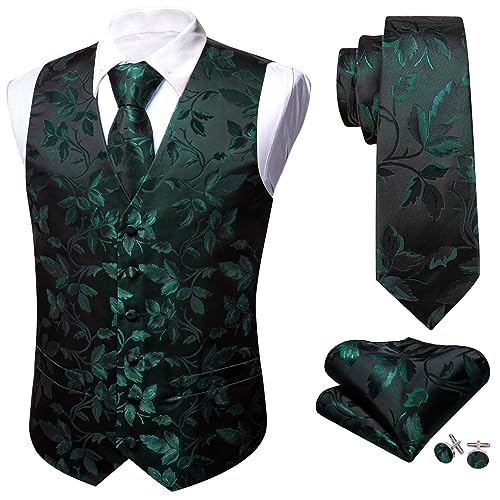 Image of Barry.Wang Formal Men Flower Vest Paisley Jacquard Silk Ties Suit Waistcoat Set Wedding 5PCS