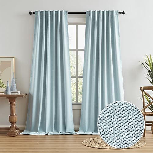 KEQIAOSUOCAI Thermal Insulated Completely Blackout Curtains - Back Tab Loop