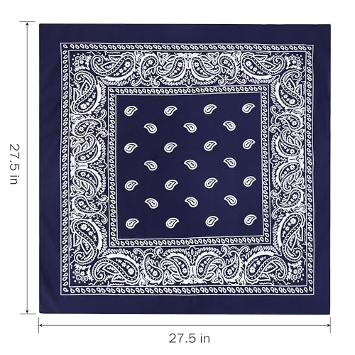 Image of Mochabao 100% Cotton 27 inch x 27 inch Large Bandanas for Men & Women, Multi-Purpose Bandana Headbands, Square Head Scarf