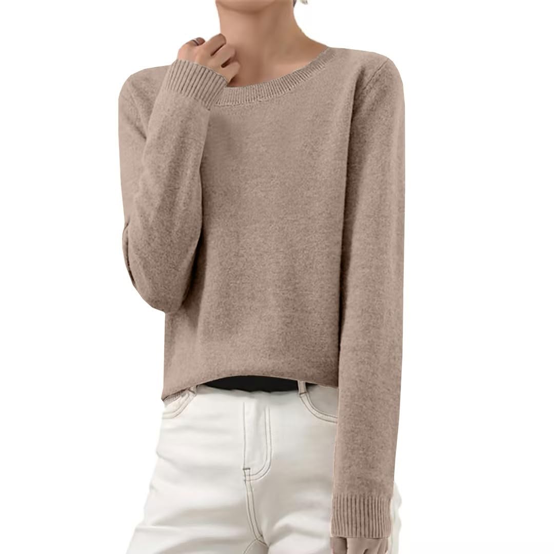 Cashmere Sweaters for Women Long Sleeve Tops Soft Warm Cozy Pullover Lightweight Wool Knit Jumpers Sweater