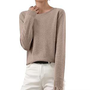 Cashmere Sweaters for Women Long Sleeve Tops Soft Warm Cozy Pullover Lightweight Wool Knit Jumpers Sweater