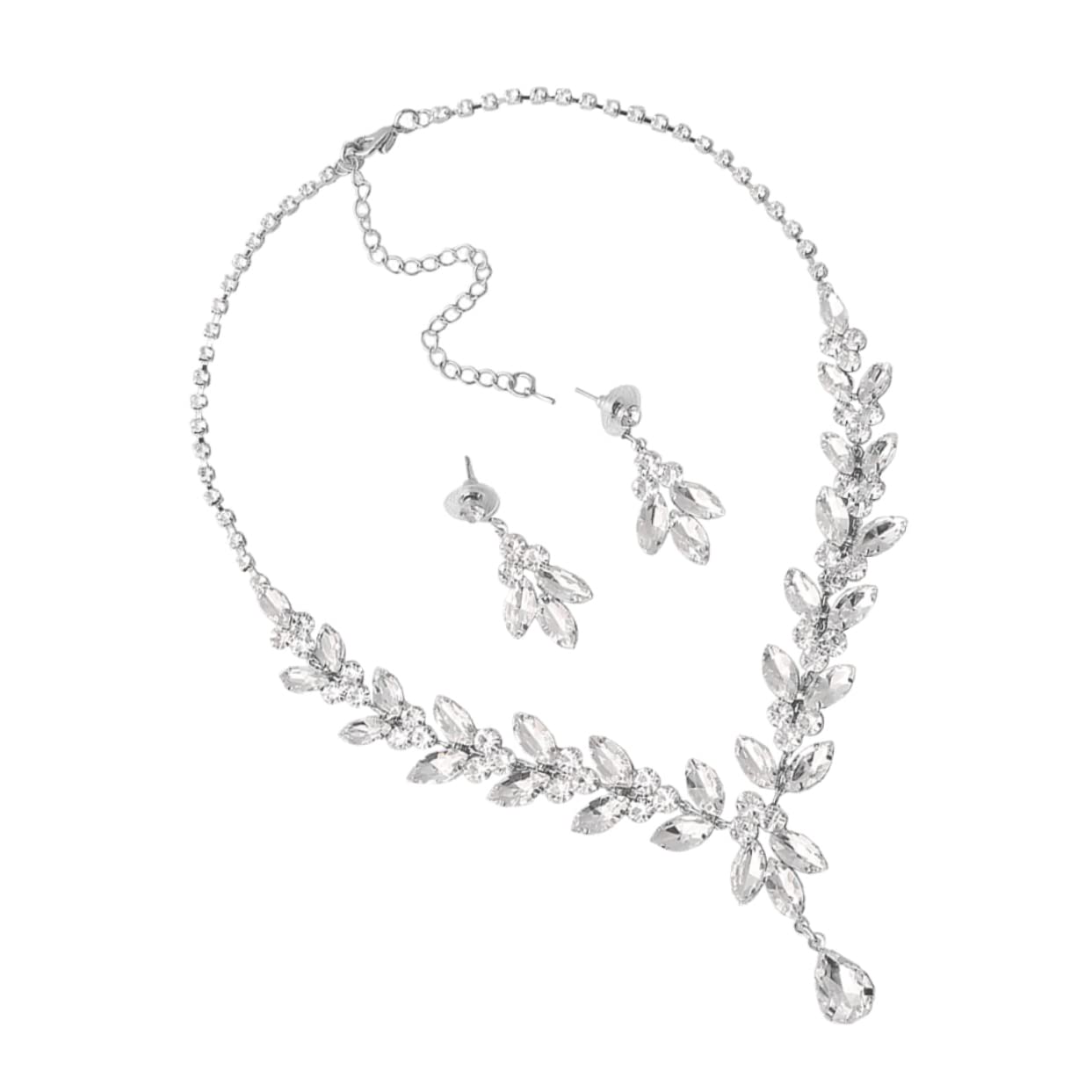 ifundom 3juegos Joyería De Boda Para Novia Conjunto De Collar De Rhinestone y Pendientes Elegantes Para Vestido De Boda Accesorios De Fiesta Para Mujer Collar Pendientes