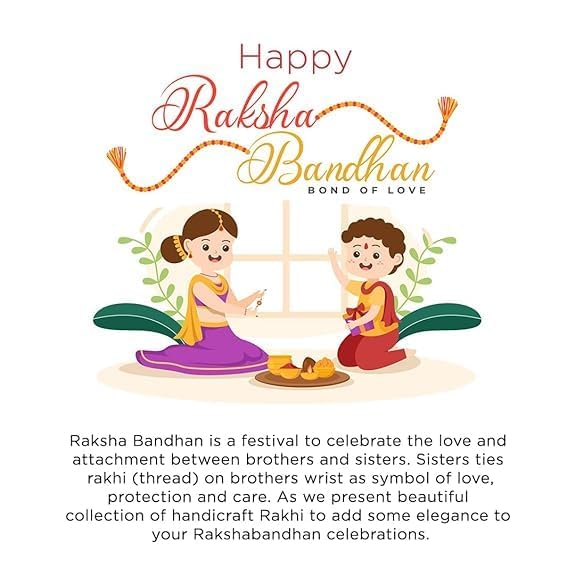 Image of Shubhanjali Crystal Beads Rakhi for Brother | Handmade Healing Crystal Stone Designer Rakhi for Bhaiya | Raksha Bandhan Gift Set with Roli Chawal, Kumkum, Greeting Card & Potli