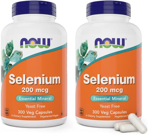 Now Selenium 200mcg Capsules 300 Count (Pack of 2) - L Selenomethionine Mineral Supplement for Women & Men - Veg Caps Non-GMO Vegan Friendly Yeast-Free