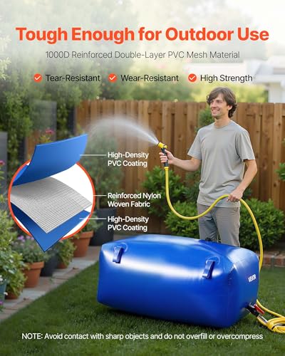 Image of VEVOR Water Storage Bladder 63.4 Gallon Large Capacity Water Bag, Portable & Collapsible Soft Waters Container, Leakproof & Tear-Resistant PVC Emergency Waters Storage Tank for RV Truck & Outdoor Use