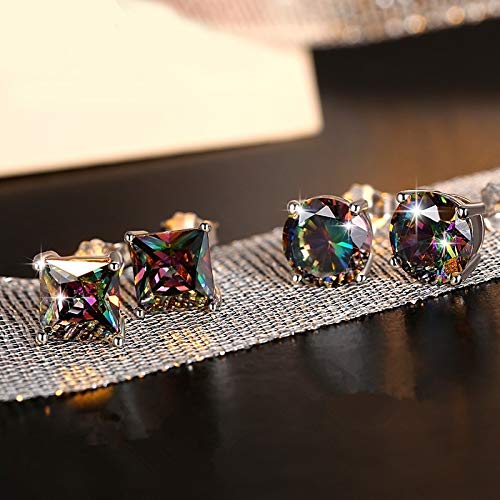 Amazon.com: ZX Round Cut Rainbow Topaz Gemstone Stud Earrings Men