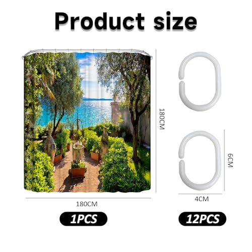 MEMOFYND 1 tenda da doccia 3D con 12 ganci in