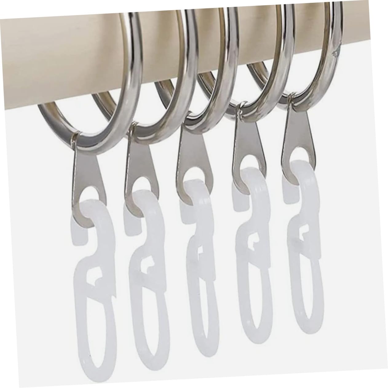 BUGUUYO Vorhangringe Mit Clips – 50 Stück, Weiß, Für Duschvorhang & Gardinen