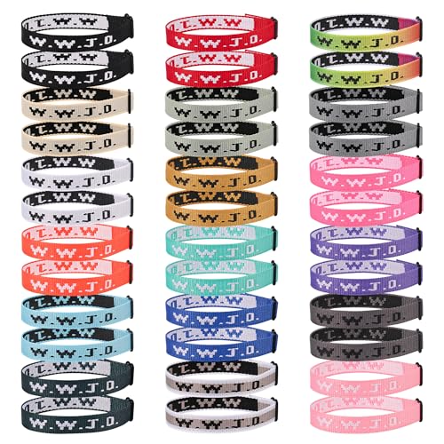 36PCS WWJD Bracelet Pack for Women Men, Christian Jesus Wristbands Bulk Gifts, W.W.J.D Adjustable Bracelets What Would Jesus Do Bracelet