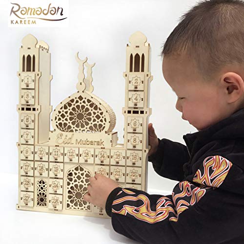 Eid Mubarak Countdown Kalender DIY Hout Ramadan Decoratie Houten Gift Lade kleine bureau kalender 2021 Kalender Card… - Image 8