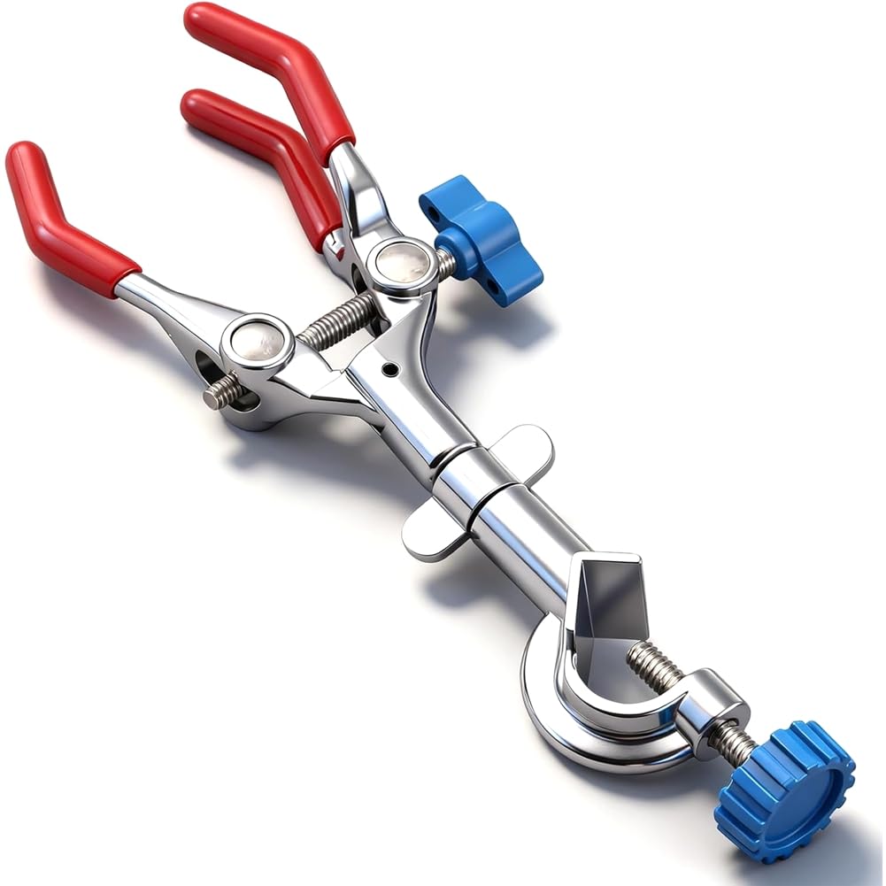 Jnchdghwa As Shown Pvc Coated Clamp Holder With 3 Prong Lab Clamp Head For Laboratory Ring Stand Test Tube