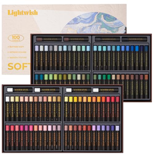 LIGHTWISH プロフェッショナル オイルパステル 100色+白4本 計104本 鮮烈発色 耐光性 ブレンド専門 クリーミーソフト 混色/重ね塗り最適 無毒認証 アーティスト用 スケッチ/風景画/デッサン
