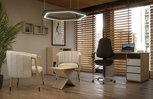 PRIMUS 1 Schreibtisch mit Schubladen, Sonoma Eiche Optik / Weiß - Bürotisch Computertisch fürs Homeoffice mit Stauraum… – Bild 7