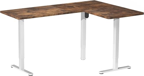 Miniatura 9 de VIVO Escritorio eléctrico de altura ajustable de 63 x 55 pulgadas parte superior de mesa de 3 partes marco blanco estación de trabajo de pie en