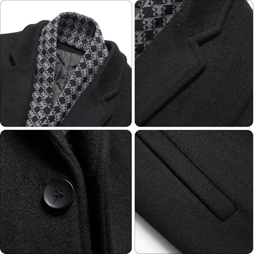 Image of PRIJOUHE Men's Wool Coat Hoodie Long Trench Coat Cotton Casual Woollen Overcoat Jacket