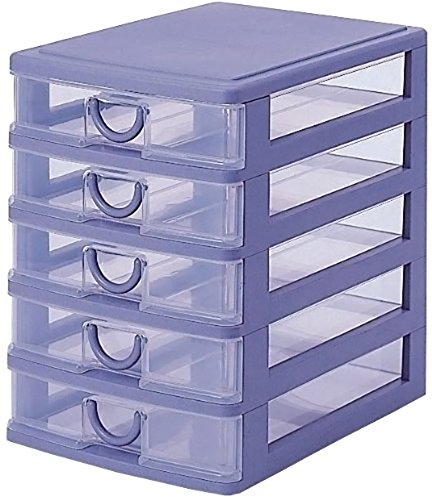 サンコープラスチック 小物収納5段 エルピス 幅25.2×奥35×高35.1cm ストーンブルー