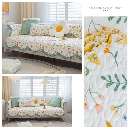 Funda de sofá de algodón modular protector antideslizante lavable con diseño floral 70x180cm 3