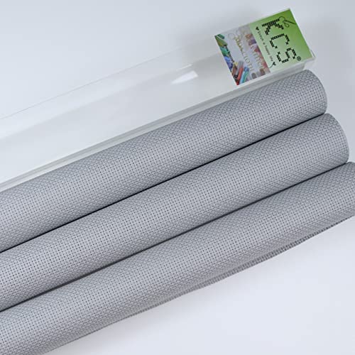 Image of KCS 3 pc of 15 inch x 18 inch Counted Cross Stitch Cotton Aida Cloth Needlework Fabric (Light Grey, 14CT)