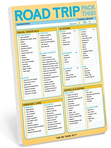 Knock Knock Roadtrip Pack This! Pad - Road Trip Packing List Pad, Trip Essentials Checklist, 6 x 9-inches