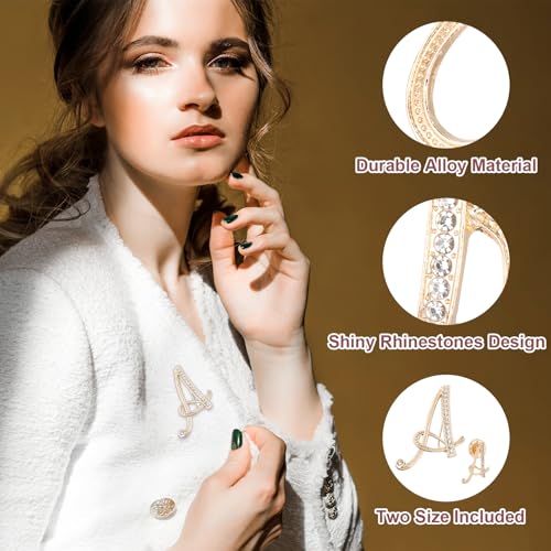 Image of PATIKIL Rhinestone Letter Brooch Pins, Initial Rhinestone Alphabet Letter Lapel Badges Pin for Women Men Suits Dress Coat