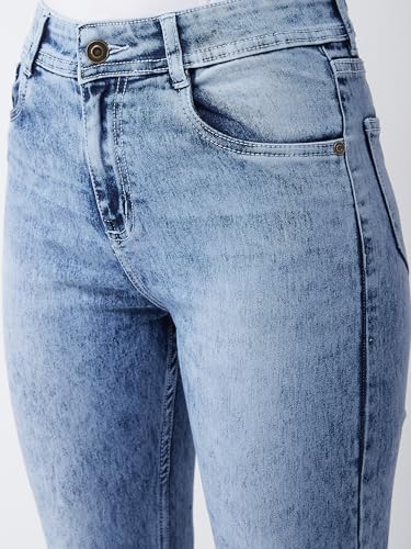 Image of Miss Chase Women's Light Blue Slim Fit High Rise Regular Length Claen Look Denim Stretchable Jeans