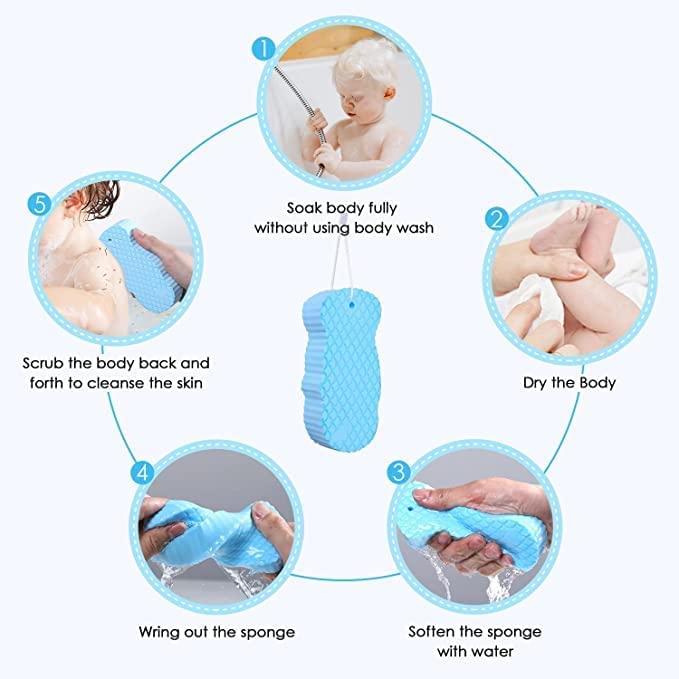 RRJ Pack Of 2 Ultra Soft Exfoliating Bath Sponge Dead Skin Removal Bathing Sponge For Adults Children and Pregnant Women Bath Accessories Ultra Soft Magic Bath Sponge Body Scrubber Painless Scrub 1