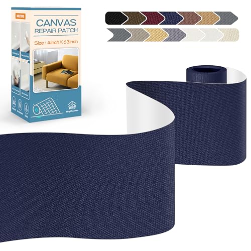 KING MOUNTAIN Canvas Repair Tape,Outdoor Gear Patch, 4×63 Inches,Waterproof,Self-Adhesive for Repairing Boat Covers,Sun Shades,Sofas,Tents,Lounge Chairs,Awnings (Dark Blue)
