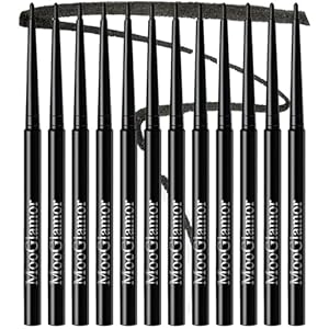 12 Pcs Black Eyeliner Pencil Gel Eyeliner Pen with Retractable and Waterproof Eye Liner for Bold and Defined Eye Liner(Black)