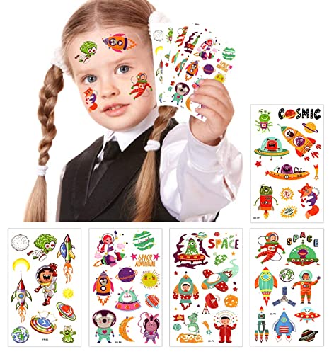 Image of Party Propz Space Theme Birthday Decoration Tattoos For Kids - 5 Sets for Space Birthday Party Supplies /Space Theme Return Gifts for kids /Astronaut Theme Birthday Decoration