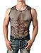 JOGAL Herren Muskel Transparent Shirts ärmellos Netz Unterhemd XX-Large Schwarz